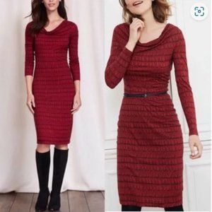 Boden Red Drape Neck Long Sleeve Dress, Size 12L